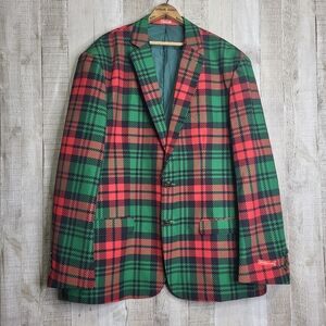 Shinesty Stylish Green and Red Plaid Blazer Suit JacketSize 52